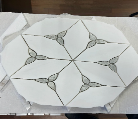 Floral Hex Marble Waterjet Mosaic Tile