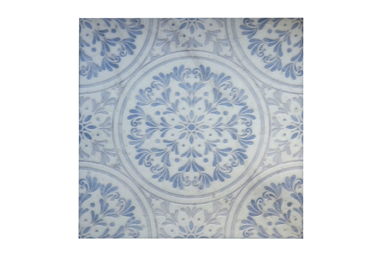 Amelia Iris White Marble Decorative Mosaic Tile