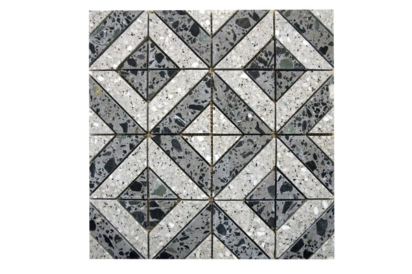 Cross Terrazzo Grey Black Mosaic Tile