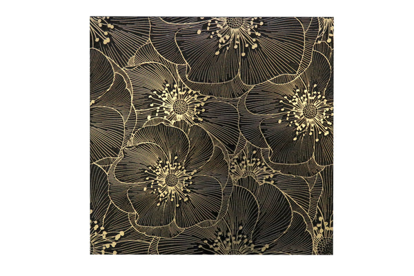 Golden Blossom Nero 18x18 Floral Decorative Tile
